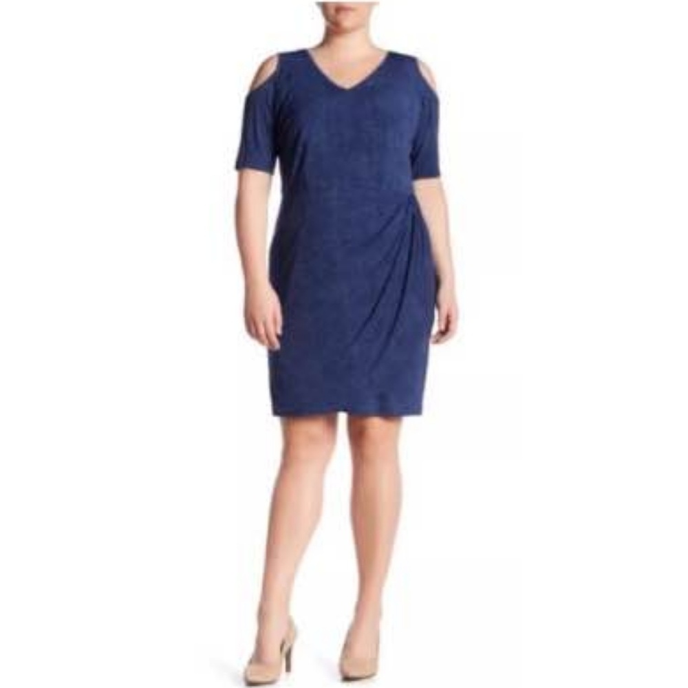 London Times cold shoulder denim dress cut out 20w